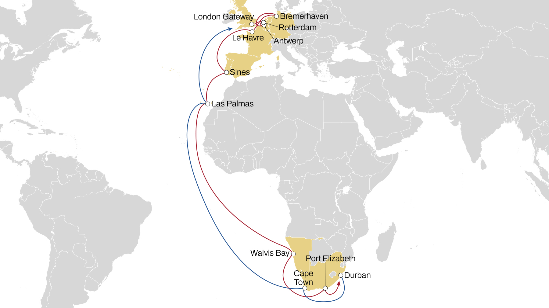 map ex NWC to SA