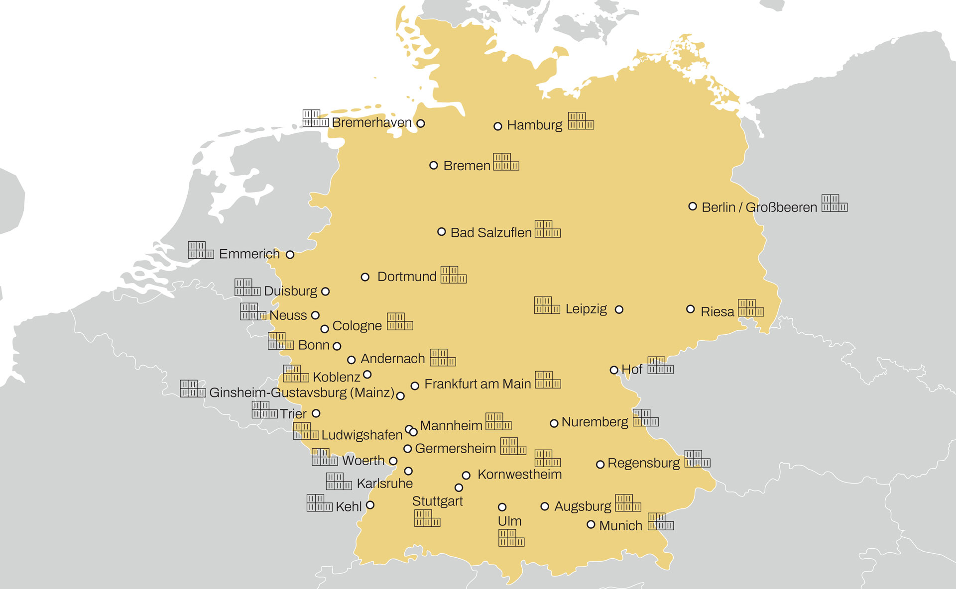 MSC Germany depot network map