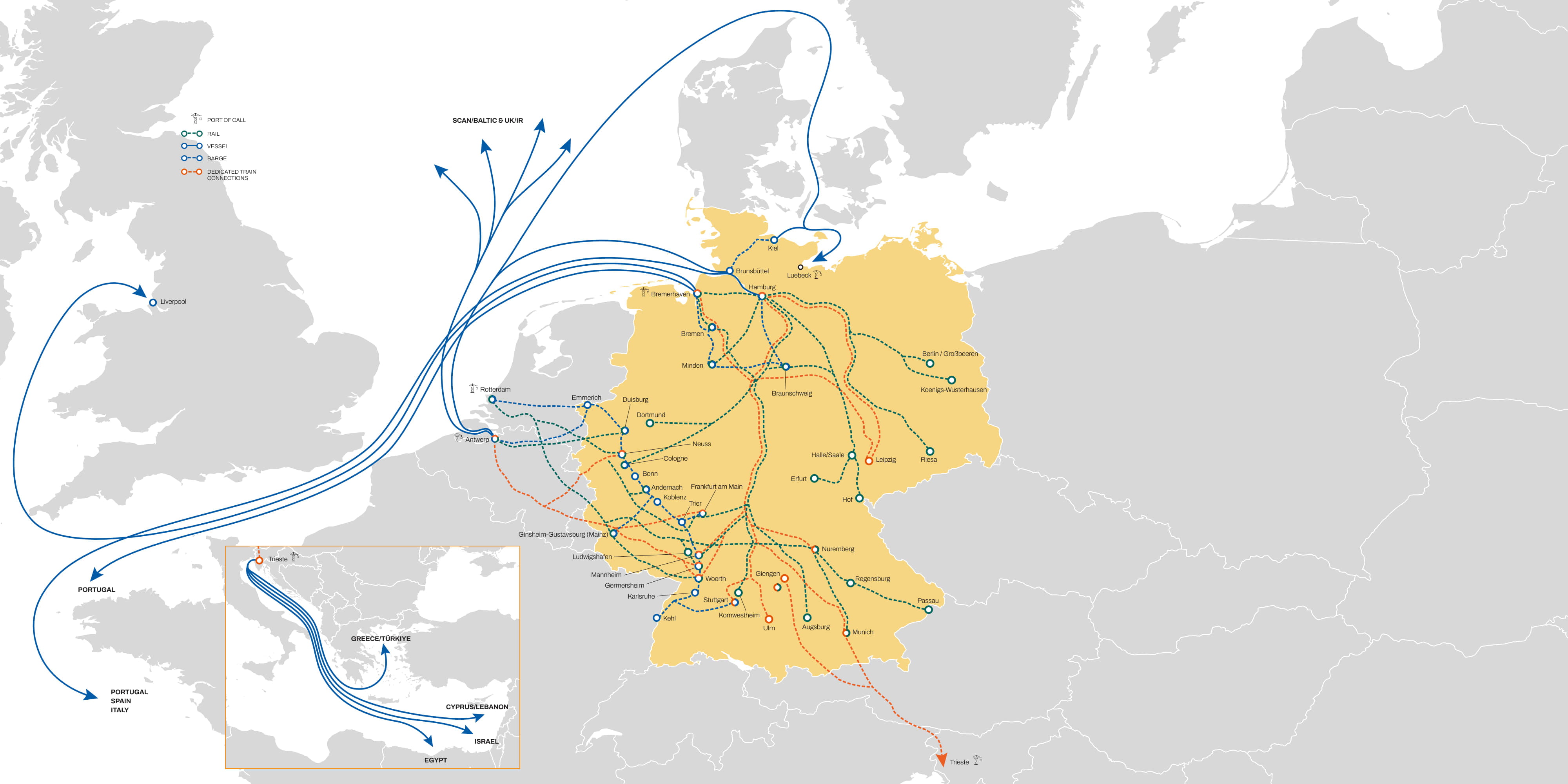 MSC Germany depot network map illustration