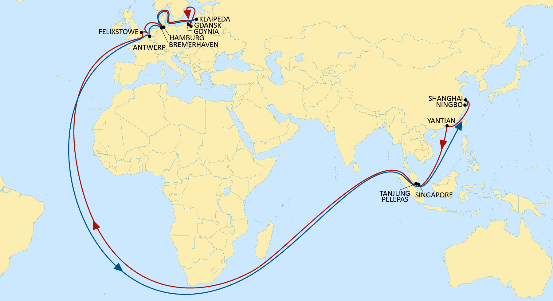 The rotation of the Swan service will now include the Port of Hamburg