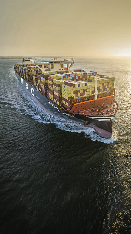 An oceangoing container ship plies the busy Savannah River in Savannah,  Georgia | Library of Congress